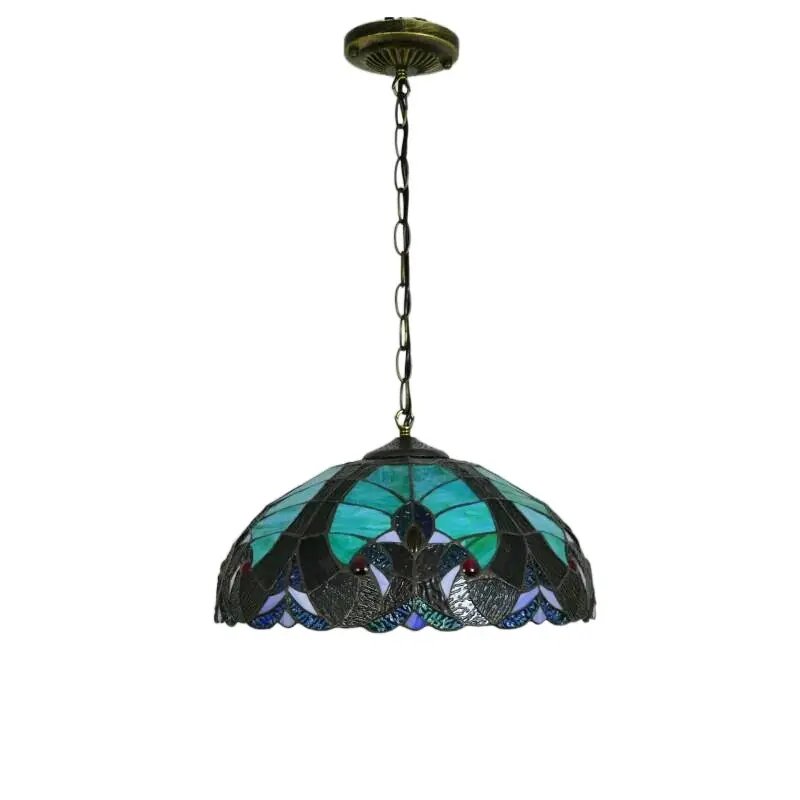 Retro Stained Glass Pendant Lights Vintage Mediterranean Baroque Hanging Lamp for Dining Room Bar Kitchen Light Fixtures