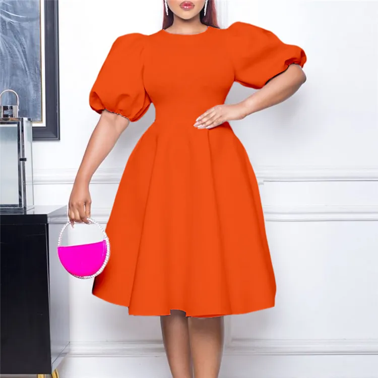 Ready-to-Ship No MOQ dress women clothing brand new fashion luxury dressing table puffy sleeve long dress