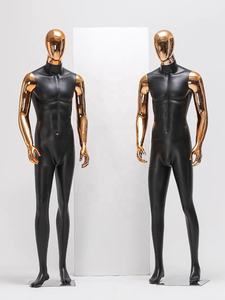 หุ่นชายแบบเต็มตัว ทำจากไฟเบอร์กลาส สีดำ หน้าโครเมียมเหมือนจริง สำหรับโชว์เสื้อผ้าผู้ชาย รูปร่างกล้ามเนื้อ - Product Image 3