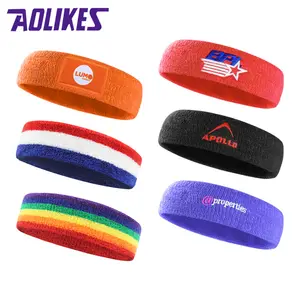 Aolikes 2106 moda esportiva multicolor fit compressão elástica colorido headband umidade wicking ampla headbands