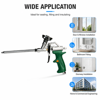 Pistolet applicateur de mousse PU réutilisable, corps en métal, poignée en plastique, tube en acier inoxydable, buse en laiton pour l'étanchéité et l'isolation dans la construction