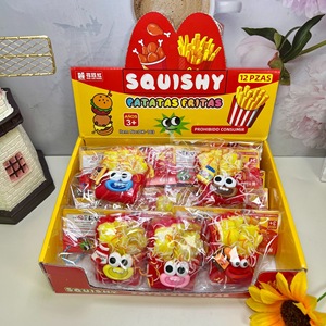 Nouveau Jouet Anti-Stress Squishy en Gros, Mini Frites et Hamburger Mignons de Dessin Animé, Jouet à Presser pour Étudiants, Boîte Mystère - Product Image 3