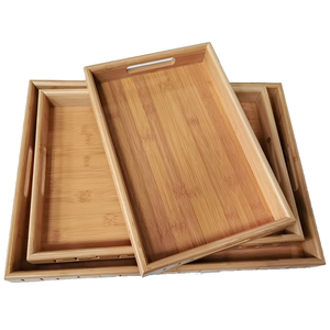 <span class=keywords><strong>Plateau</strong></span> de service en bois avec poignées, plateaux de service décoratifs, plat pour le petit-<span class=keywords><strong>déjeuner</strong></span> au <span class=keywords><strong>lit</strong></span>, le dîner, le rangement, la boîte à lunch - Product Image 1