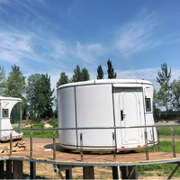 Mini-cabine préfabriquée mobile, capsule spatiale, mini-maison conteneur ronde en verre préfabriquée