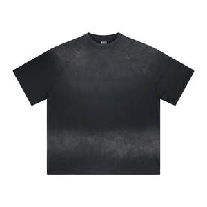 T-shirt 310G en coton lourd pour hommes, avec logo personnalisé, lavage de singe en détresse, épaules tombantes, manches courtes surdimensionnées, tricoté - Product Image 3