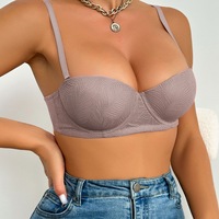 En stock : Soutien-gorge push-up sexy en dentelle avec armatures, sans couture, grande taille, à fines bretelles, léger