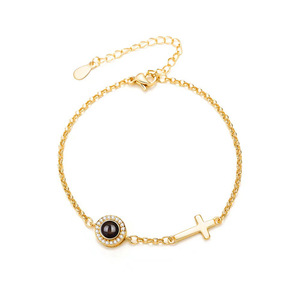 Nouveau bracelet à breloques en acier inoxydable plaqué or rose croisé 100 langues je t'aime Projection <span class=keywords><strong>Joker</strong></span> couleur Photo - Product Image 5