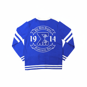 Phi Beta Sigma suéter cárdigan azul real HBCU fraternidad griega ropa 30 lana 70 acrílico Chenille bordado cárdigan de punto - Product Image 1