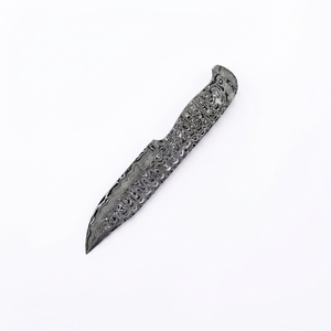 Couteau de chasse à lame vierge en acier Damas de haute qualité, fait main sur mesure - DIY, personnalisable OEM, manches en acier, pointe de lance - Product Image 1