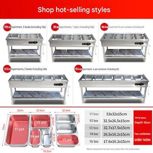 Grande table vapeur de comptoir à deux rangées et quatre bacs, chauffe-plats commercial électrique, bain-marie pour buffet - Product Image 5