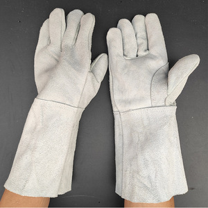 Kyushu <b>Long</b> Double Layer Cowhide Welding <b>Gloves</b> 37cm Reinforced Thumb Industrial Use - Product Image 1