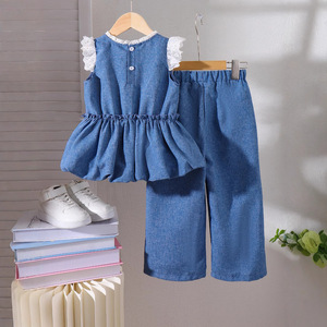 Conjuntos de Verano para Niñas, Estilo Nuevo, Tallas Pequeñas y Medianas, Mangas Volantes Rojas, Pantalones Cortos, Ropa Infantil - Product Image 3