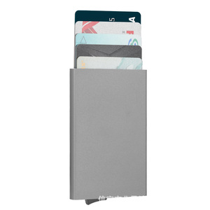 Top vendeur hommes aluminium métal mince minimaliste mince porte-carte de crédit poche avant automatique Pop Up portefeuille pour cadeaux - Product Image 5