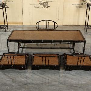 Chinese Style Qiong Bamboo Tea Table Set 6 Piece Antique Design Durable Folding No For Dining Room - Product Image 3