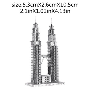 Torres Gêmeas DIY Handmade 3D Metal Puzzle Adulto Tridimensional Modelo Assembleia Puzzle <span class=keywords><strong>Toy</strong></span> Alta - Product Image 2