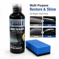 Super Armor OEM 100ml Restaurador de Plástico Cerámico Negro para Parachoques, Protección UV, Kit de Renovación de Goma para Automóviles con Esponja