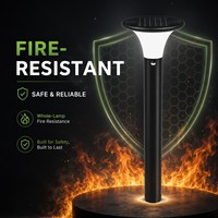 Lampe solaire de jardin industrielle étanche et ignifuge de 77 cm de hauteur, 1000 lm, éclairage large à 360°, pour zone commerciale, avec PIR, garantie 3 ans