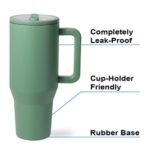 Vaso Térmico de Viaje Personalizado de Acero Inoxidable Ecológico con Aislamiento al Vacío para Café y Agua, con Tapa, Pajita y Asa - Product Image 4