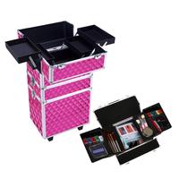 Valise à roulettes professionnelle 3 en 1 pour le maquillage, grande valise à tiroirs, chariot à ongles, valise de voyage pour cosmétiques