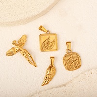 Pendentif ange gardien MECYLIFE en acier inoxydable, pendentif aile d'ange, pendentif archange, breloques pour collier, breloques plumes DIY