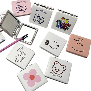 Source Factory Lovely Mini espejo de dibujos animados de doble cara <span class=keywords><strong>plegable</strong></span> portátil pequeño espejo portátil vestidor soporte - Product Image 5