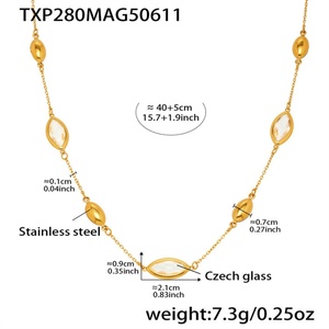 Collier en verre translucide à facettes multiples, design personnalisé, style élégant et luxueux, acier inoxydable - Product Image 5