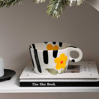 Mug créatif coréen, tasse en céramique à poignée, peinte à la main, tasse à lait de grande valeur, grande capacité, tasse pour étudiants, tasse de petit-déjeuner