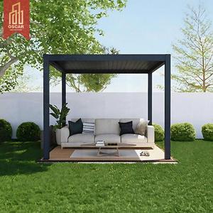 Pergola de jardin en aluminium avec toit à persiennes, cadre thermolaqué et <span class=keywords><strong>bois</strong></span> traité sous pression - Style Gazebo - Product Image 1