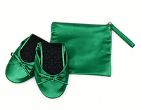 Ballerines plates décontractées en PU colorées pour femmes, à enfiler, avec sac à fermeture éclair et nœud, légères, jetables, pour les soirées et le soulagement des pieds endoloris