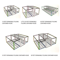 Maison conteneur pliable extensible, maison préfabriquée modulaire, mini-maison, aménagement multi-pièces, grandes fenêtres en verre, porte coulissante, personnalisable