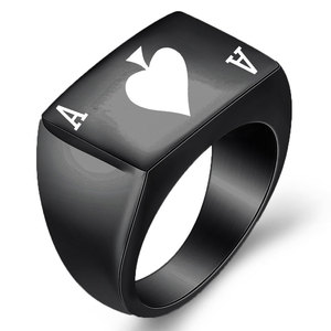 Bague Ace Of Spades en acier inoxydable, 13 mm, en forme de cœur, bijoux de mode unisexe, cadeau - Product Image 1