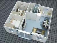 Double étage 2 étage Duplex prêt à l'emploi 2 deux étages préfabriqué petite maison conteneur extensible pour bureau