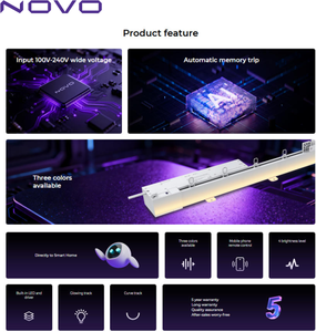 NOVO N31 Stores à enroulement motorisés électriques intelligents avec lumière ambiante à changement <span class=keywords><strong>de</strong></span> couleur, <span class=keywords><strong>commande</strong></span> vocale Wi-Fi <span class=keywords><strong>en</strong></span> anglais, pour cuisine et chambre - Product Image 4
