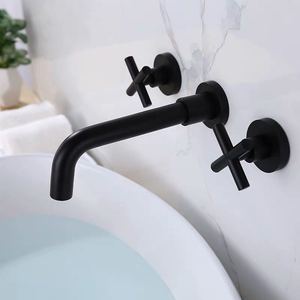 Robinet de lavabo mural traditionnel à un trou en cuivre couleur or avec noyau de valve en céramique et poignée unique - Product Image 4