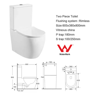 Filigrane Noir Mat Couleur Sans Monture Céramique Eau Placard <span class=keywords><strong>Wc</strong></span> Salle De Bains Toilette Deux Pièces - Product Image 6
