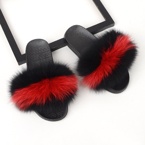 Pantoufles en fourrure pour femmes en gros, logo personnalisé, claquettes en vraie fourrure de renard, pantoufles à une bride très belles pour femmes - Product Image 4