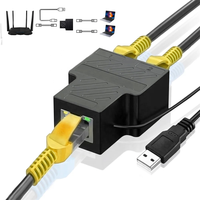 100Mbps RJ45 Ethernet Splitter 1 a 2 Extensión de red con cable de alimentación USB 8P8C Interfaz LAN Conector divisor de Internet