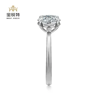 18K cincin tunangan berlian Lab cincin berlian tunggal cincin emas putih untuk wanita