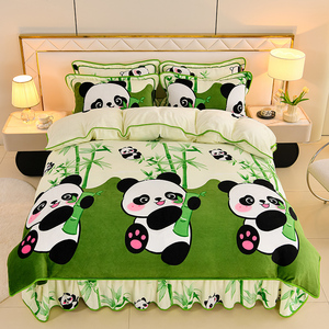 Juego de ropa de cama de cuatro piezas de terciopelo frágil de terciopelo de visón dorado de terciopelo grueso de alto gramo - Product Image 1