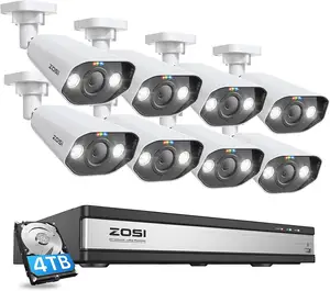 ZOSI 16CH 4K Spotlight PoE sistema di telecamere di sicurezza H.265 + 16CH 8MP NVR con 4TB HDD 4K per esterni sistema di telecamere PoE IP