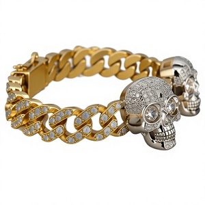 Pulseras de Eslabones Cubanos Plateadas con Incrustaciones de Perlas de Agua Dulce y Circonitas, Joyería Unisex para Fiestas, Regalo de Estilo Hip Hop - Product Image 2