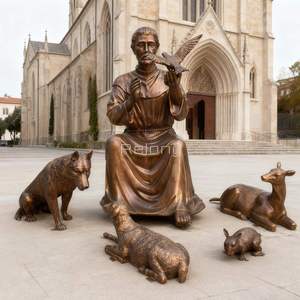 Statua di San Francesco in Bronzo a Grandezza Naturale RELONG, Stile Religioso, Alta Qualità per Decorazione Esterna - Product Image 6