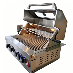 <span class=keywords><strong>Barbecue</strong></span> d'extérieur à <span class=keywords><strong>gaz</strong></span> et charbon de bois avec 4 brûleurs infrarouges, pour jardin et <span class=keywords><strong>balcon</strong></span>, avec fenêtre en verre - Product Image 1