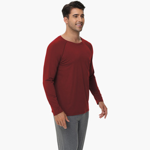 T-shirt confortable en bambou pour homme, col rond, manches longues, sous-vêtements et vêtements de détente personnalisés pour homme - Product Image 2