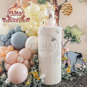 Wedding Floral Background Decoration <b>White</b> Metal Round Cylinder <b>Cake</b> Pedestal Wedding Plinth <b>Cake</b> <b>Stand</b> - Product Image 3