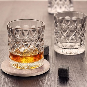 9.5oz Bar Spirit Glass <b>Cup</b> Old Fashioned Whiskey Glasses Vintage Embossed Rocks Tumbler - Product Image 2