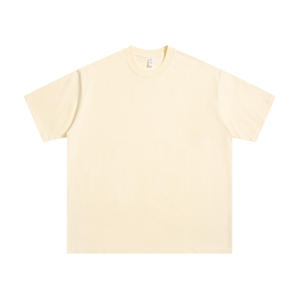 חולצת טי יפנית לגברים במשקל 300 גרם, כותנה, שרוולים קצרים, צווארון עגול, גזרה רחבה, לבנה חלקה, שכבה בסיסית, חצי שרוול - Product Image 2