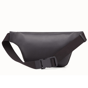 <span class=keywords><strong>Riñonera</strong></span> de cuero liso con logotipo personalizado para hombre, bolso de cintura de diseño, a la moda, color negro - Product Image 4