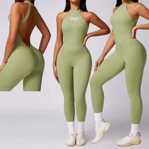 Leggings de Yoga para Mujer al por Mayor, Mono Deportivo sin Costuras, Logotipo Personalizado, Delgado, Suave, de Spandex/Nailon, sin Mangas, Largo Completo - Product Image 1