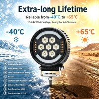 Projecteur de travail LED rond 35W 7 LED, faisceau combiné large et spot, avec œil d'ange jaune, pour VTT, SUV, camion, tracteur